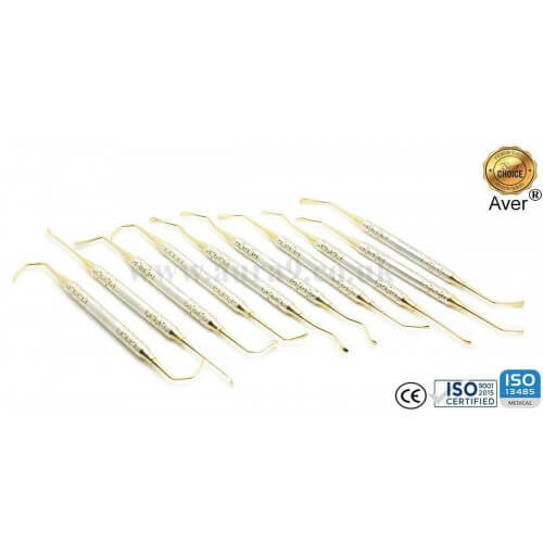 Sinus Lift Instrument's Kit, Set of 10 Instruments, Gold Titanium Coated 